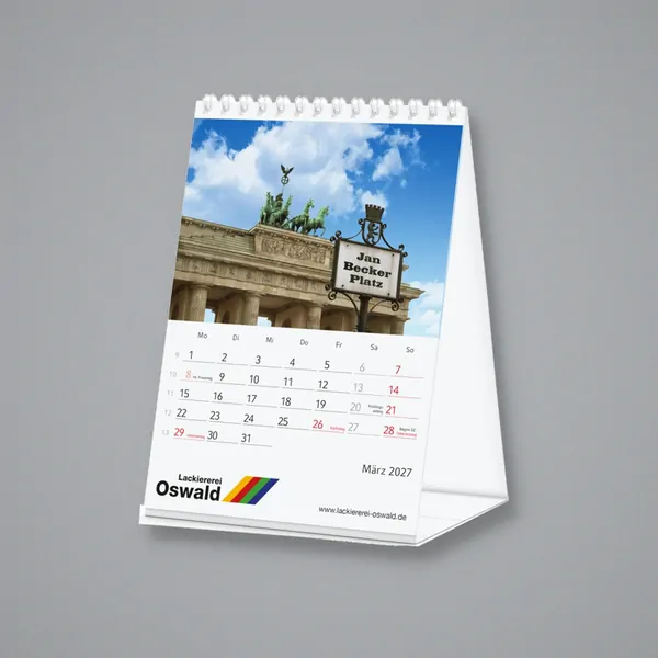 MagicPix Fotokalender 2027 mit Firmenlogo MagicPix Tischkalender 2027 mit eigenen Fotos und Firmenlogo – CALANDOO