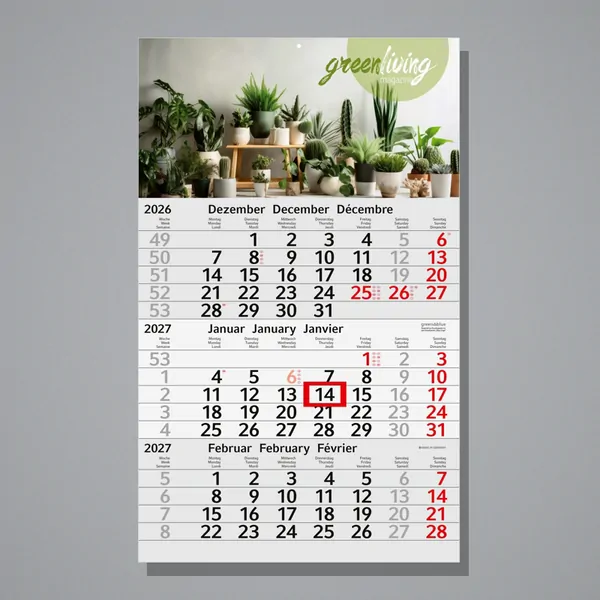 Nachhaltiger Monatskalender 2027 green+blue