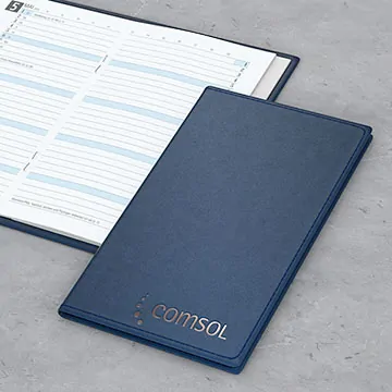 Taschenkalender mit Firmenlogo Taschenkalender mit Logoprägung auf dem Einband – CALANDOO