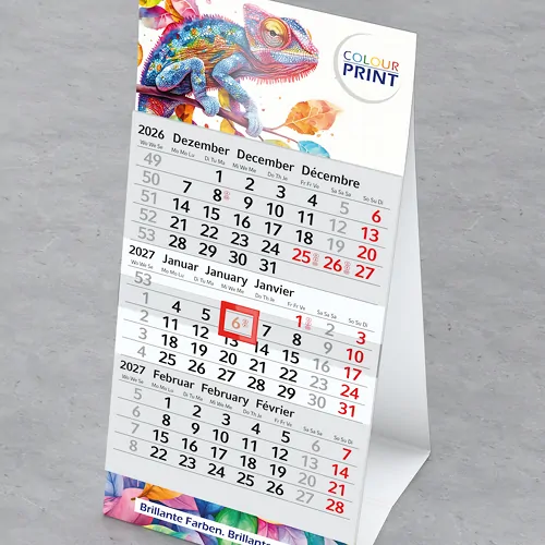 Tisch-Aufstellkalender 2027 mit Firmenlogo
